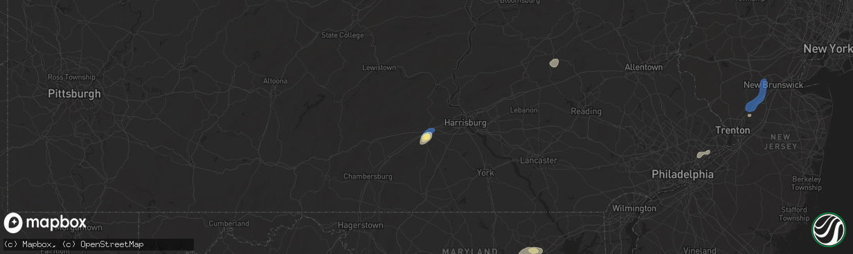 Hail map in Carlisle, PA on June 30, 2025
