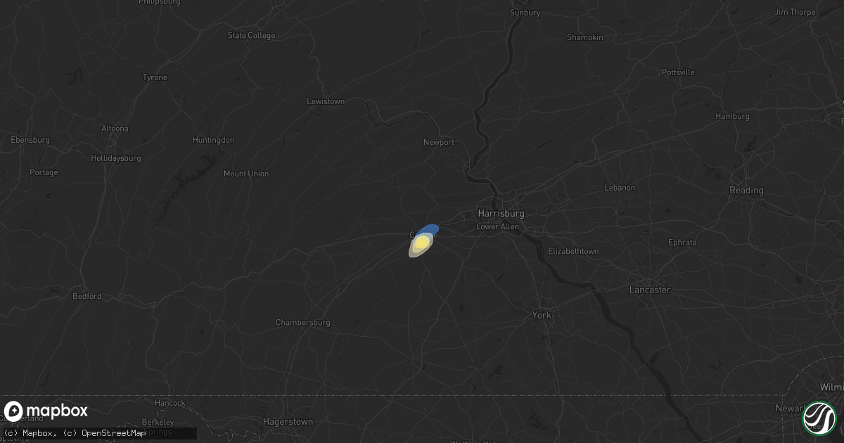 Hail map in Carlisle, PA on June 30, 2025