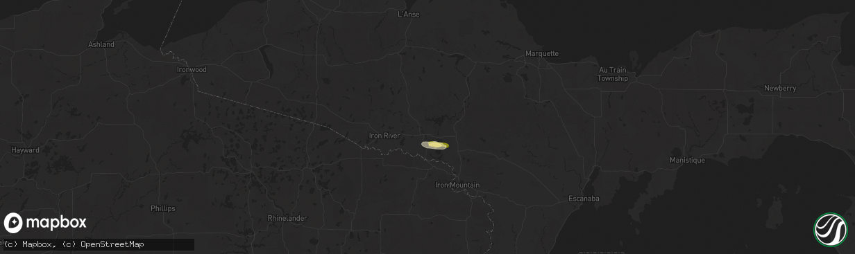Hail map in Crystal Falls, MI on June 30, 2025
