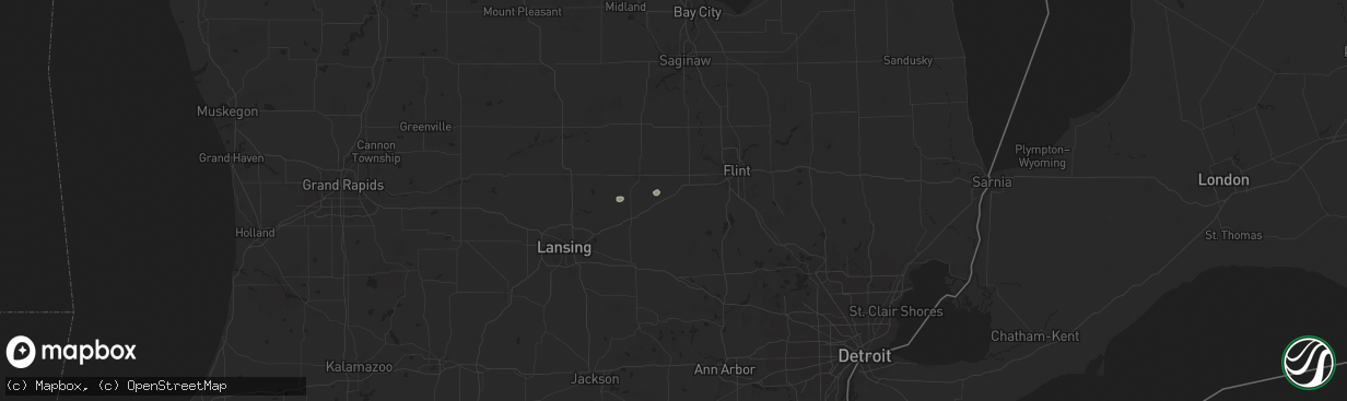 Hail map in Durand, MI on June 30, 2025