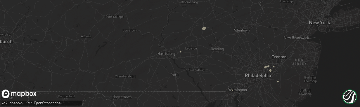 Hail map in Hershey, PA on June 30, 2025