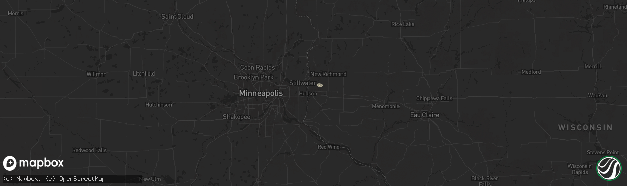 Hail map in Hudson, WI on June 30, 2025