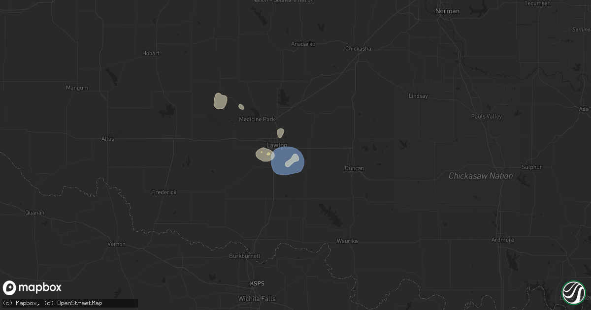 Hail map in Lawton, OK on June 30, 2025