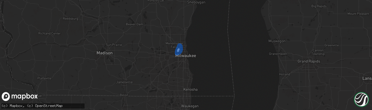 Hail map in Milwaukee, WI on June 30, 2025