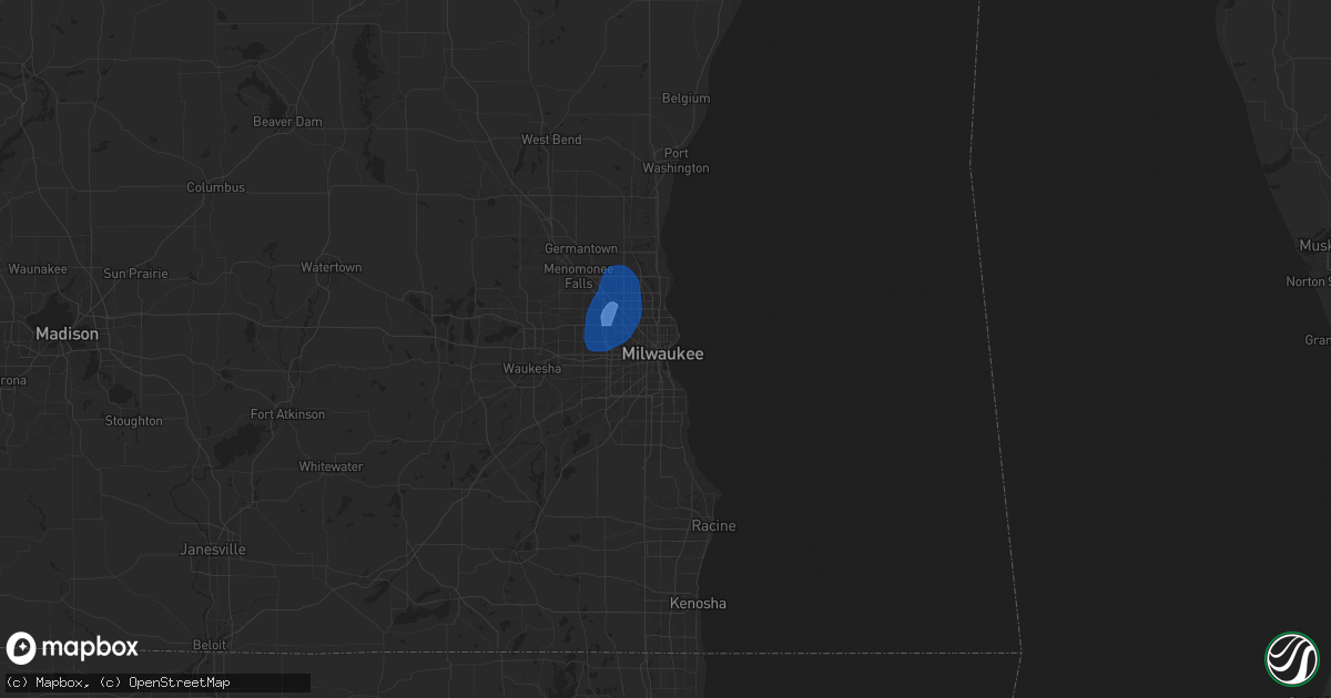 Hail map in Milwaukee, WI on June 30, 2025