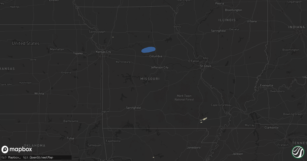 Hail map in Missouri on June 30, 2025
