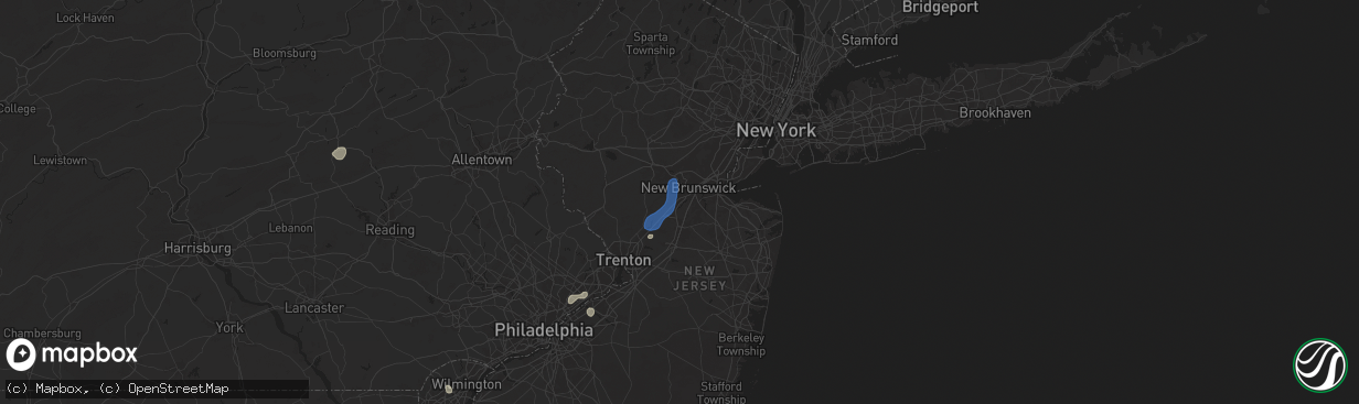 Hail map in North Brunswick, NJ on June 30, 2025