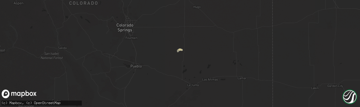Hail map in Ordway, CO on June 30, 2025
