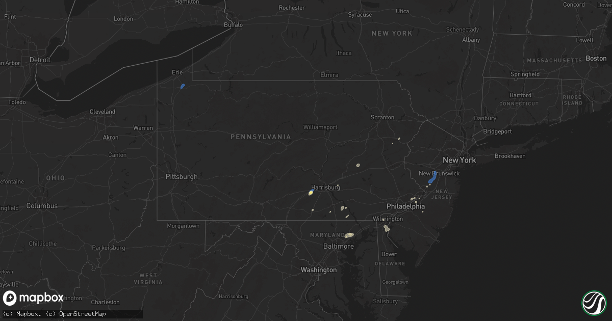 Hail map in Pennsylvania on June 30, 2025