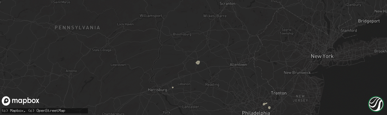Hail map in Pottsville, PA on June 30, 2025