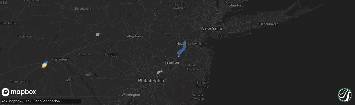 Hail map in Princeton, NJ on June 30, 2025