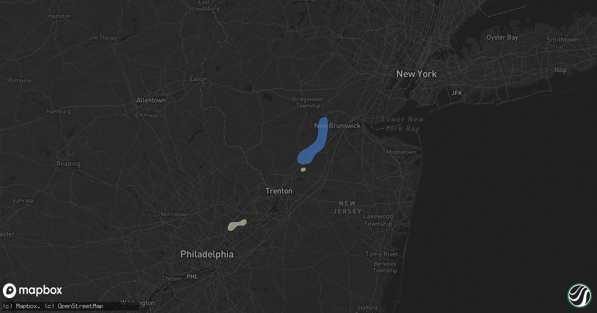 Hail map in Princeton, NJ on June 30, 2025
