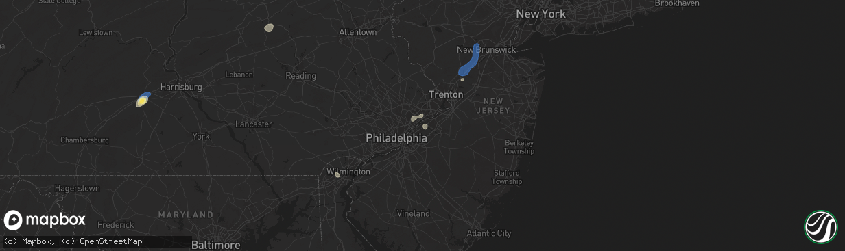 Hail map in Riverside, NJ on June 30, 2025
