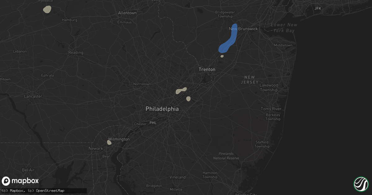 Hail map in Riverside, NJ on June 30, 2025