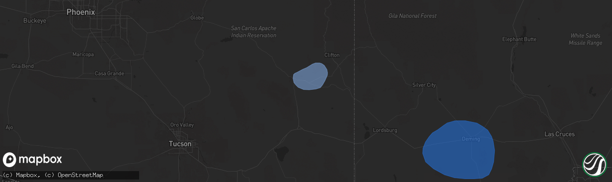 Hail map in Safford, AZ on June 30, 2025