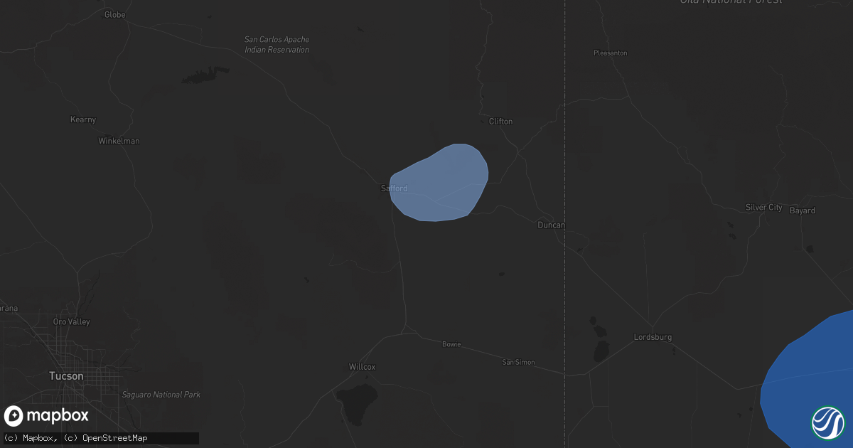 Hail map in Safford, AZ on June 30, 2025