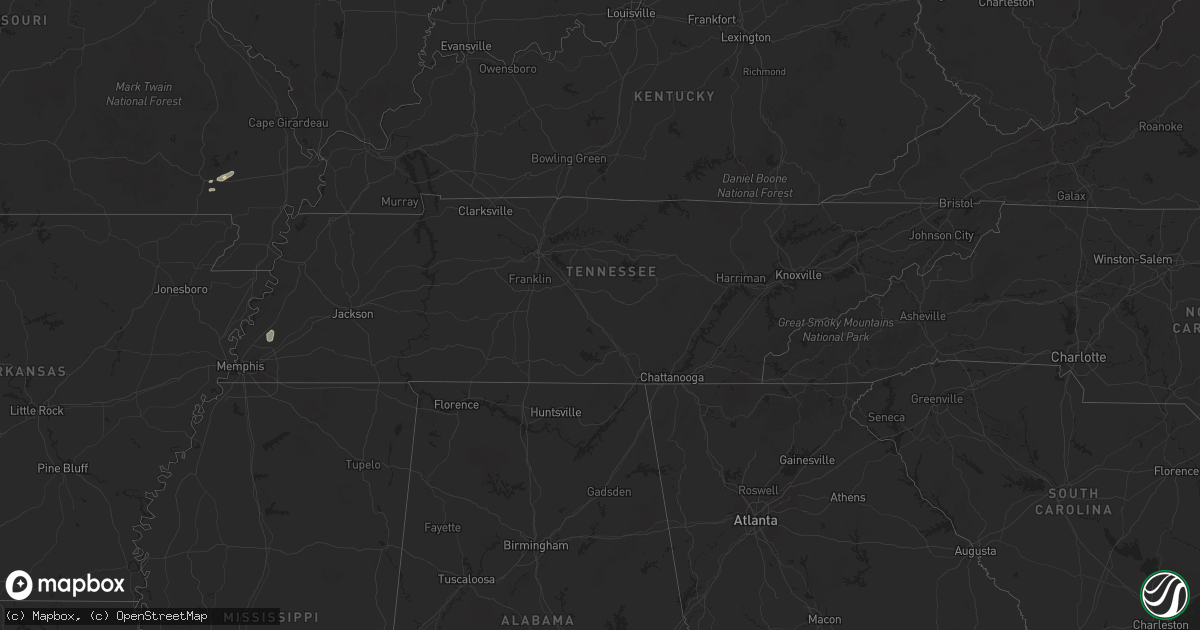 Hail map in Tennessee on June 30, 2025
