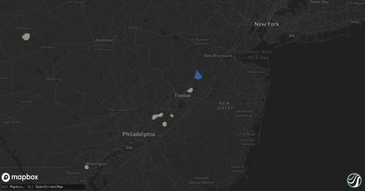 Hail map in Trenton, NJ on June 30, 2025