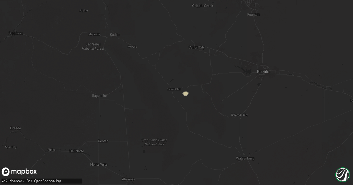 Hail map in Westcliffe, CO on June 30, 2025