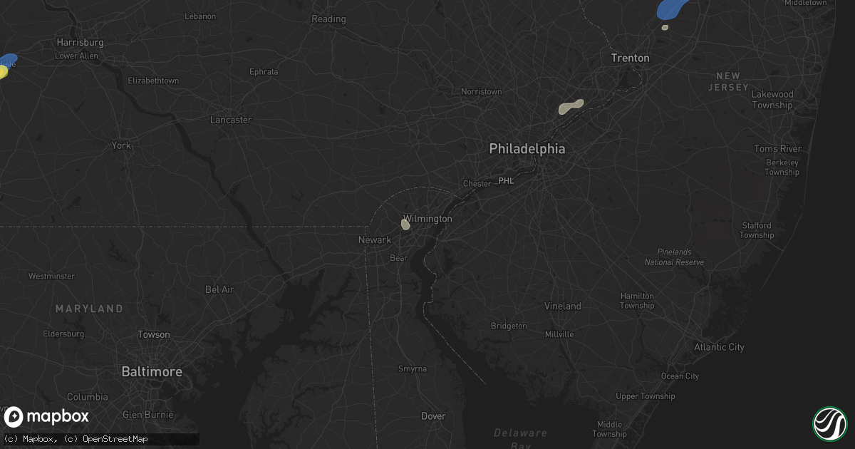 Hail map in Wilmington, DE on June 30, 2025