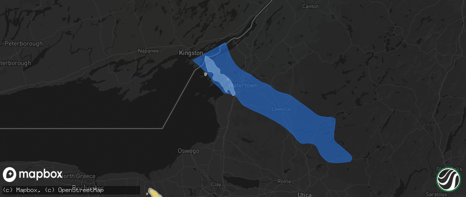 Hail map in Adams Center, NY on June 30, 2026