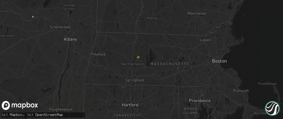 Hail map in Amherst, MA on June 30, 2026