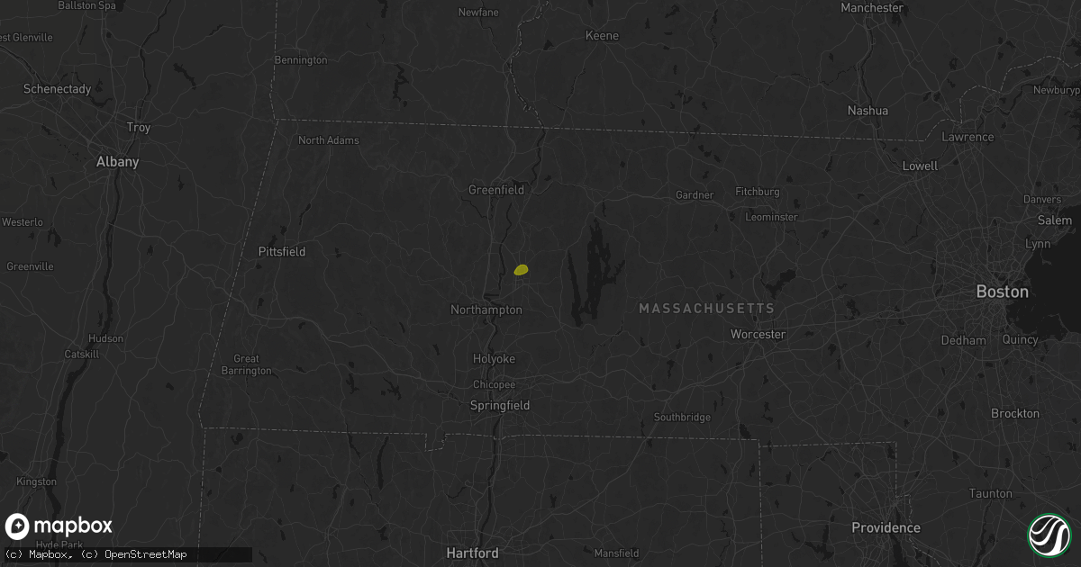 Hail map in Amherst, MA on June 30, 2026