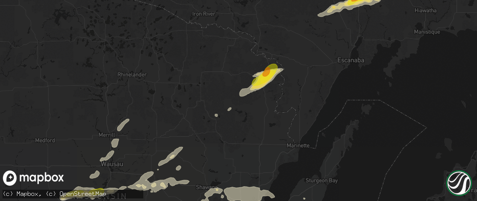 Hail map in Athelstane, WI on June 30, 2026