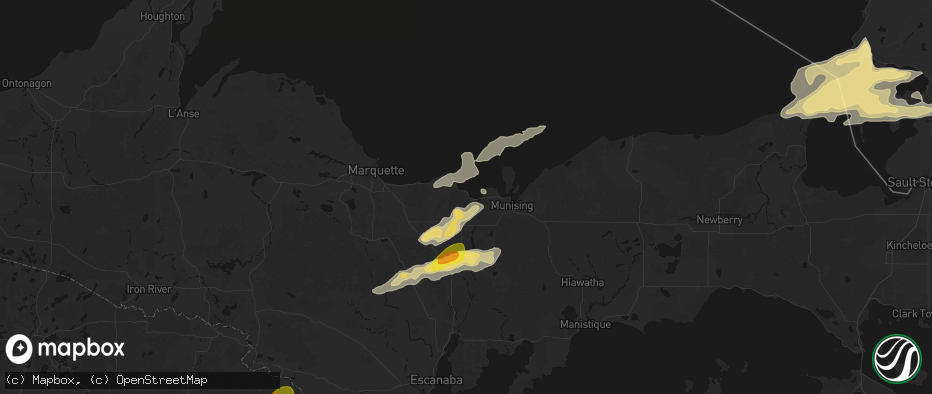 Hail map in Au Train, MI on June 30, 2026