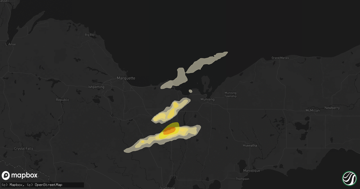 Hail map in Au Train, MI on June 30, 2026