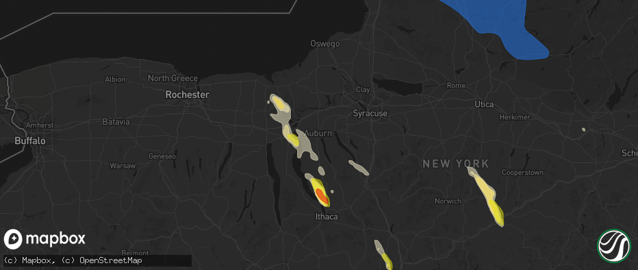 Hail map in Auburn, NY on June 30, 2026