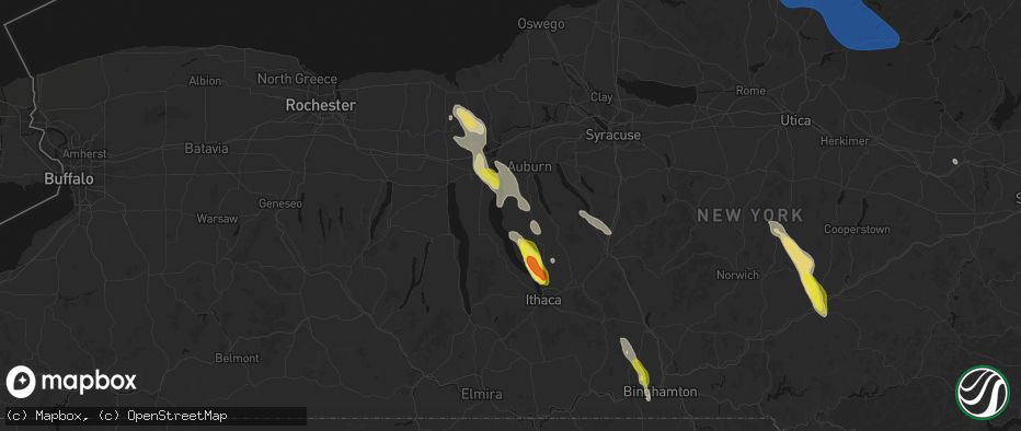 Hail map in Aurora, NY on June 30, 2026