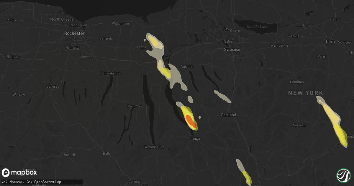 Hail map in Aurora, NY on June 30, 2026