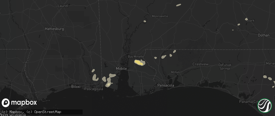 Hail map in Bay Minette, AL on June 30, 2026