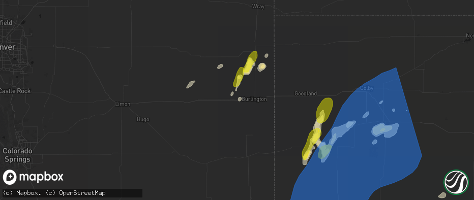 Hail map in Bethune, CO on June 30, 2026