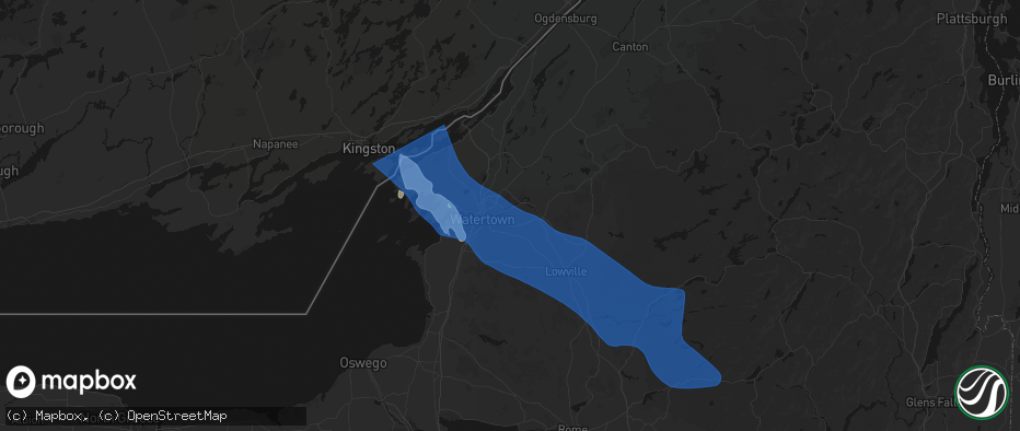 Hail map in Black River, NY on June 30, 2026