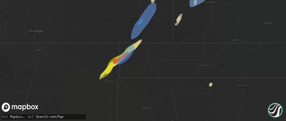 Hail map in Boise City, OK on June 30, 2026