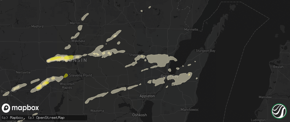 Hail map in Bonduel, WI on June 30, 2026