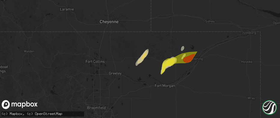 Hail map in Briggsdale, CO on June 30, 2026