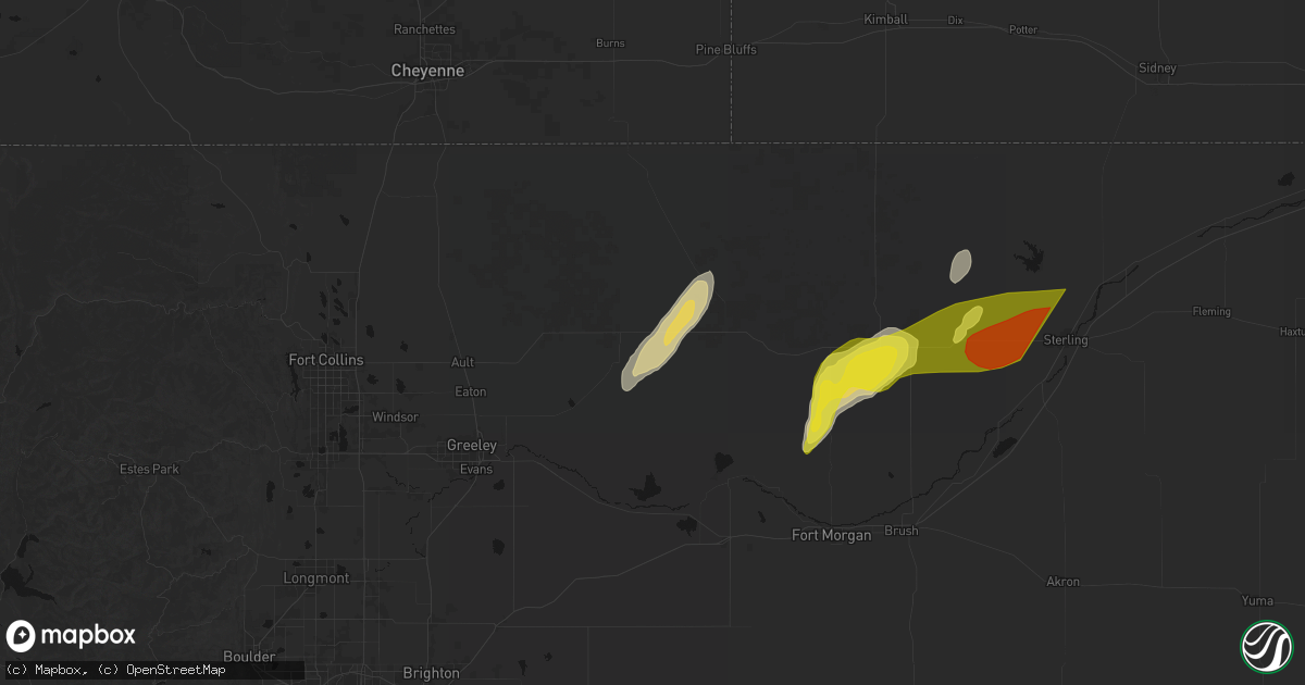 Hail map in Briggsdale, CO on June 30, 2026