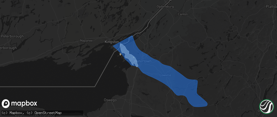 Hail map in Brownville, NY on June 30, 2026