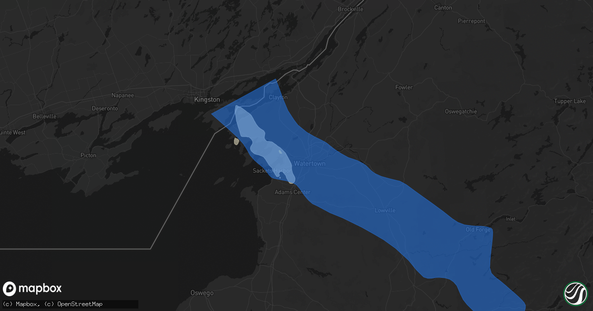 Hail map in Brownville, NY on June 30, 2026