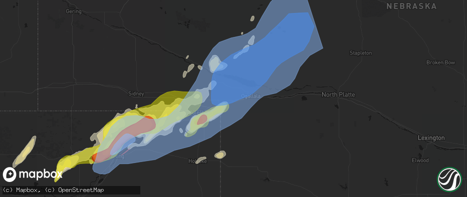 Hail map in Brule, NE on June 30, 2026