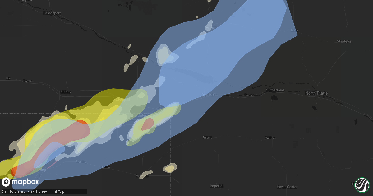 Hail map in Brule, NE on June 30, 2026
