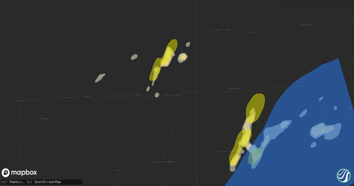 Hail map in Burlington, CO on June 30, 2026