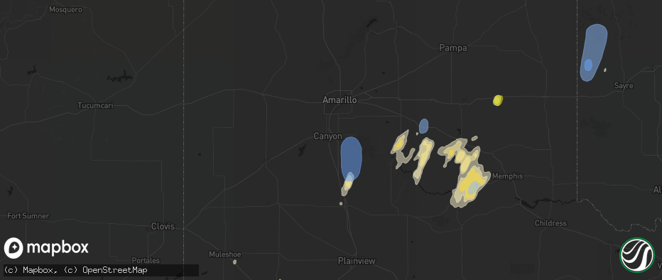 Hail map in Canyon, TX on June 30, 2026