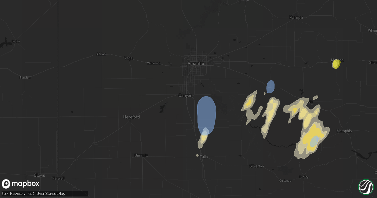 Hail map in Canyon, TX on June 30, 2026