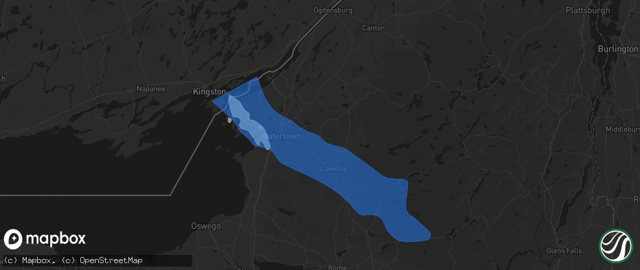 Hail map in Carthage, NY on June 30, 2026