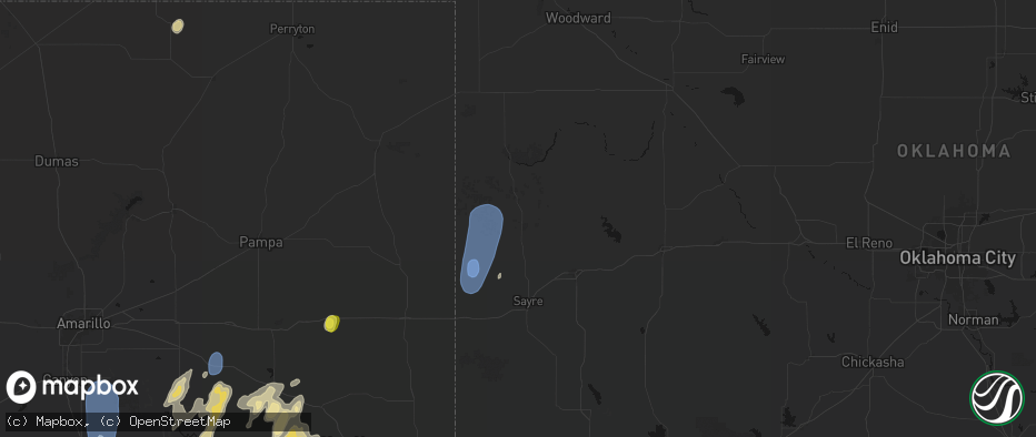 Hail map in Cheyenne, OK on June 30, 2026