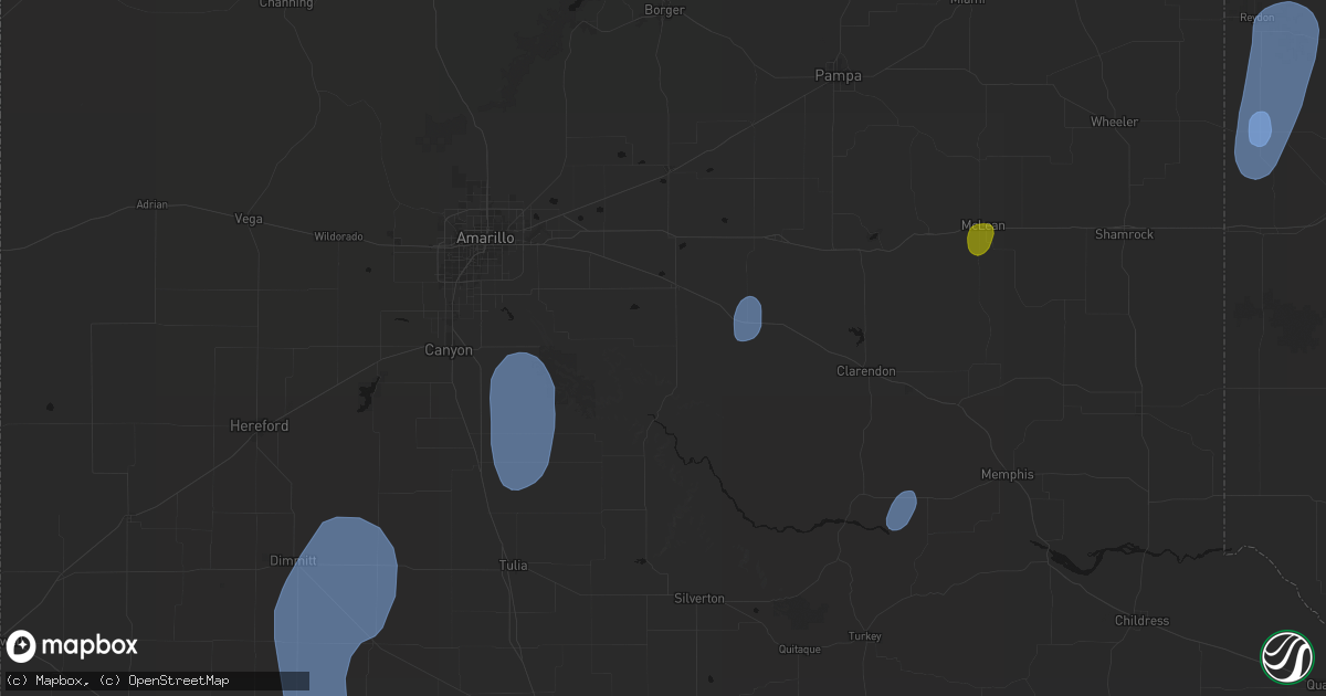 Hail map in Claude, TX on June 30, 2026